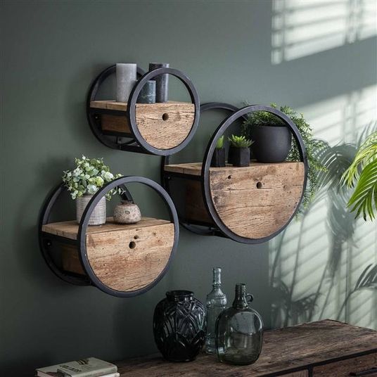 industrieel wandrek hout en metaal 