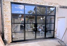 Black aluminium Heritage multi-part French doors