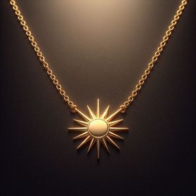 Gold necklace with the sun