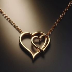 Gold necklace with two hearts