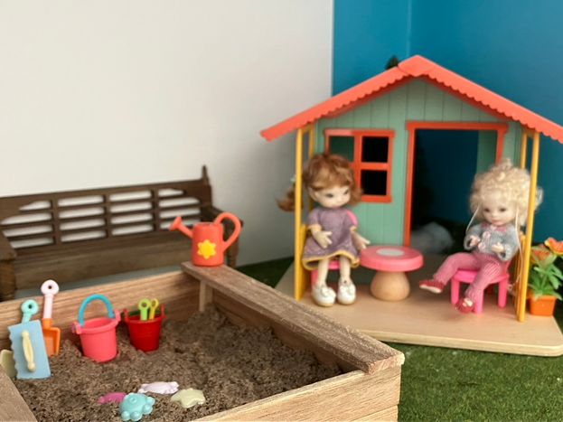Outside playing.