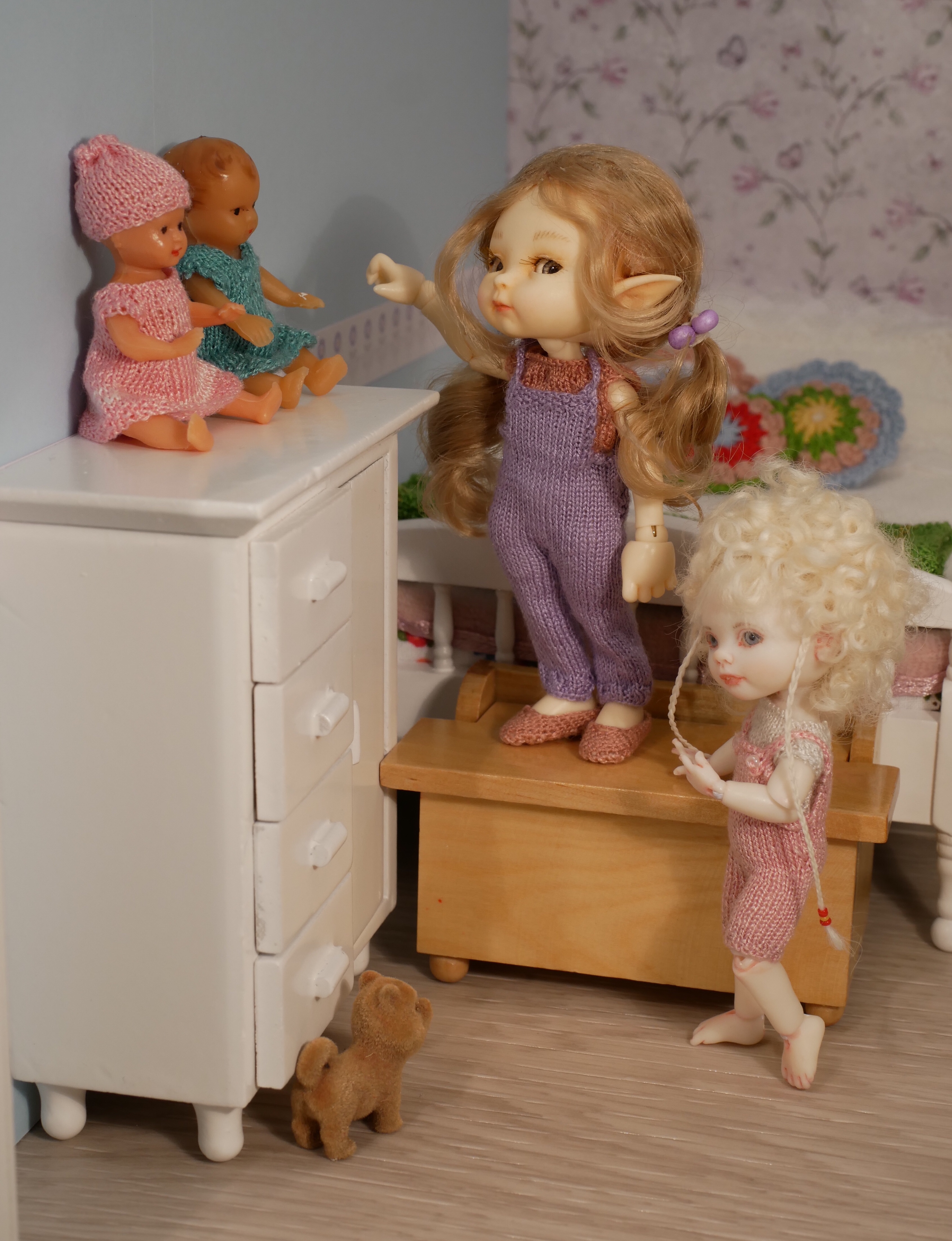 "May we play with the dollies?"