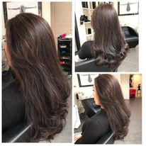 Balayage och klippt, fönat