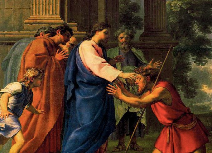 «Christus heilt den bilden Mann» Estache Le Seur, c. 1645, heute in der Stiftung Preußischer Schlösser und Gärten Berlin-Brandenburg in Potsdam)