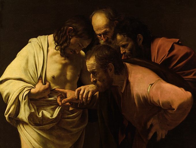 «Der ungläubige Thomas» von Michelangelo Merisi da Caravaggio, um 1601, Bildergalerie von Sanssouci, Stiftung Preußischer Schlösser und Gärten Berlin-Brandenburg