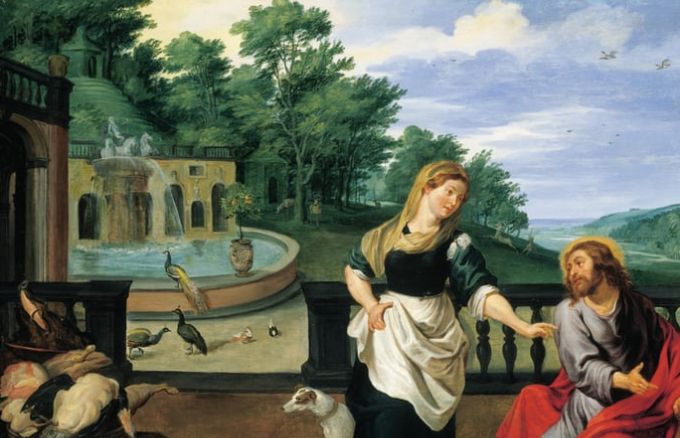 («Christus im Haus von Martha und Maria» (1628) von Jan Brueghel dem Jüngeren, Nationalgalerie, Dublin)