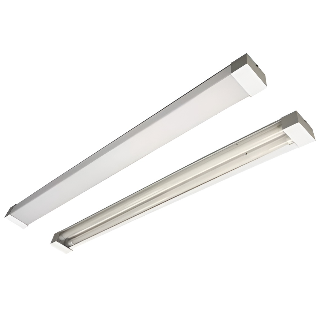 Luminária retangular sobrepor para tubular T8 com difusor em acrílico