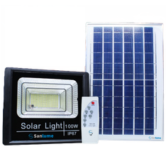 Refletor smd led IP67 solar com placa e bateria 100w