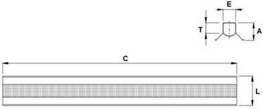 Luminária led calha linear industrial com difusor e refletor aba lateral medidas