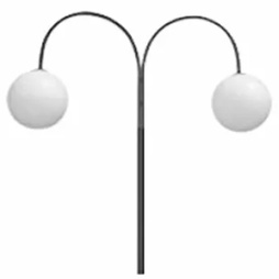 Poste decorativo curvo duplo com globo de 500mm