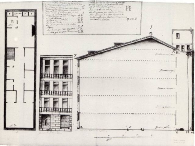 El plano superior pertenece a la casa de la Calle Mayor nº 2 de Doña Ana María de Urbistondo, casa que desapareció, como tantas otras, en el incendio de la ciudad.
Se puede apreciar la fachada del edificio y la planta del mismo, tan alargada y profunda.
Documento fechado el año 1787  y perteneciente a la Real Cancillería de Valladolid. 
