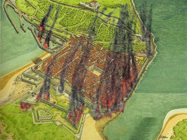 Sobre la acuarela de Hierro, me he permitido efectuar unas modificaciones 
de lo que sería nuestro San Sebastián en ese momento.
