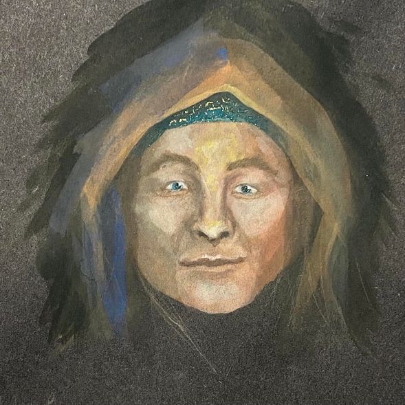 Spirit Guide Portrait, glass presentation block