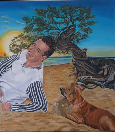 Vriend op Arubaans strand