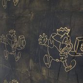 Detalje: Greedy Humpty Dumpty, 2018. Højtryk på guldgrund