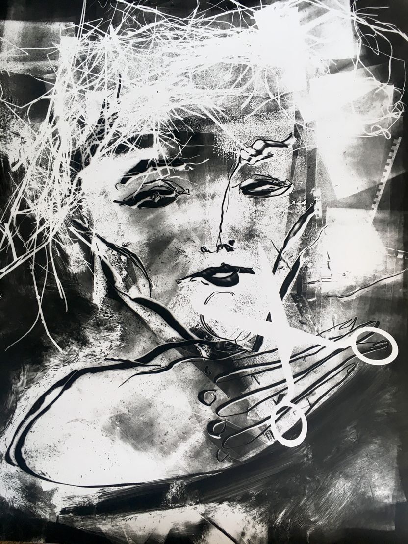 "Woman with scissors"