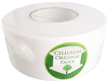 Cellulose strimla rúlla fyrir vax. Sérlega mjúkir og sterkir 7cm breið og 100 metra löng.
