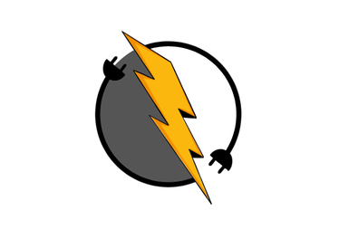 elektriker logo med el-symbol omgivet af stik