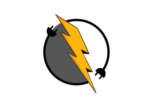elektriker logo med el-symbol omgivet af stik
