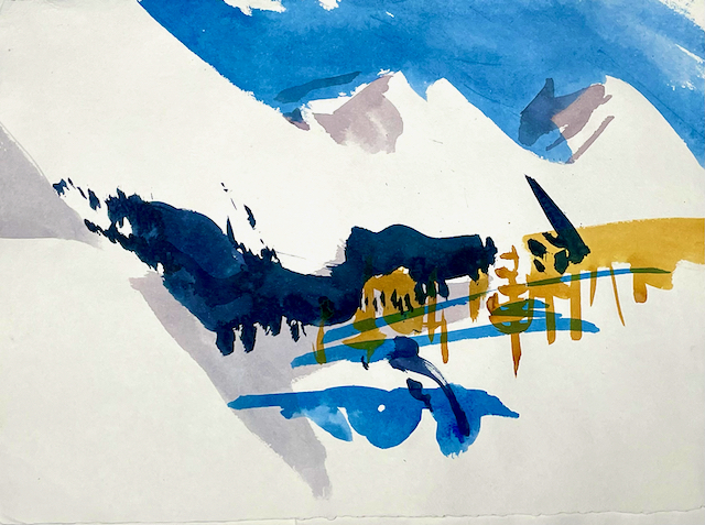 Silke Thal, Winterkomposition, 17.2.25 (4), Tusche a. P., 55 x 75 cm 