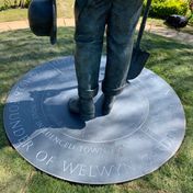 Plinth and statue installed