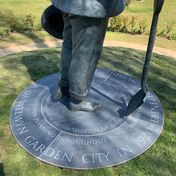 Plinth and statue installed