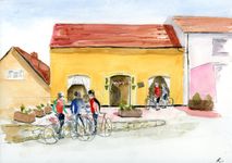Cyclists at Winscombe, Somerset, no 314