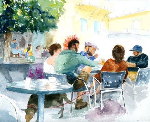 3147  Young local people at Die market, France