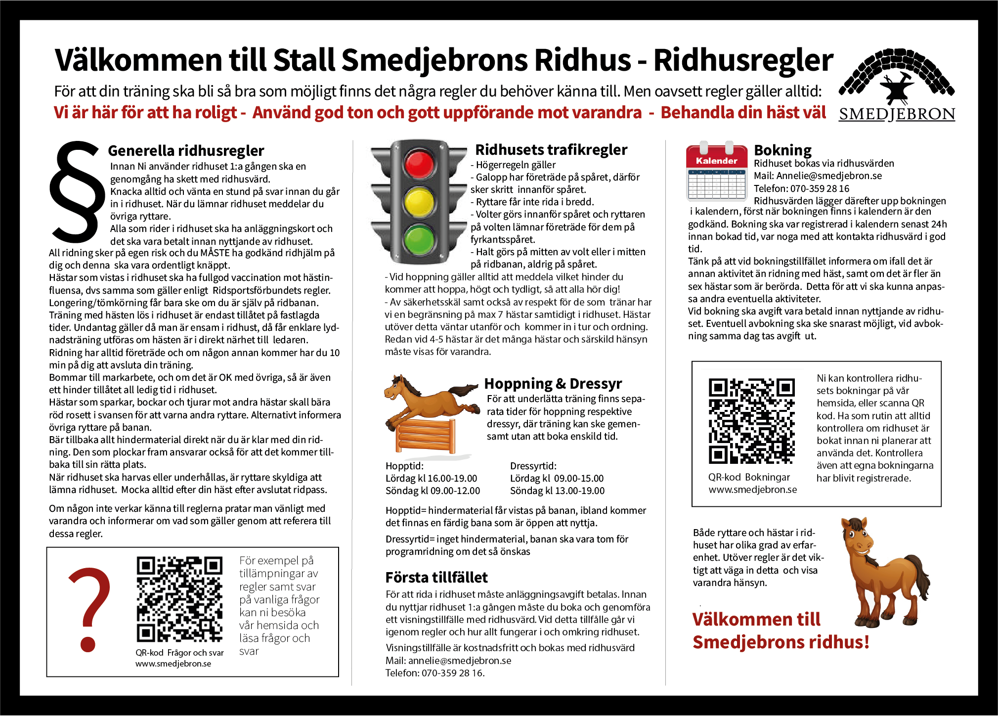 Stallregler Ridhus Skövde Smedjebron Ridning