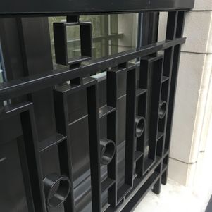 Balustrade Eik en Massief Smeedijzer Op Maat Gemaakt