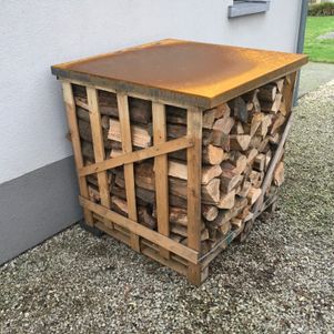 Houtopslag 1 Kubiek met afdak in corten staal