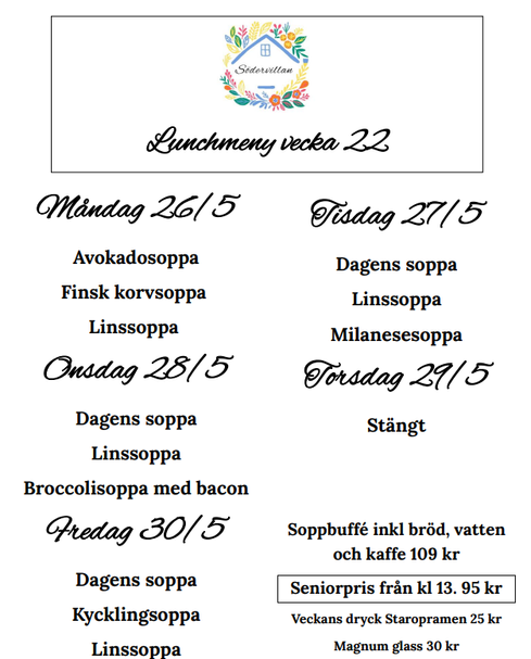 Veckans lunchmeny