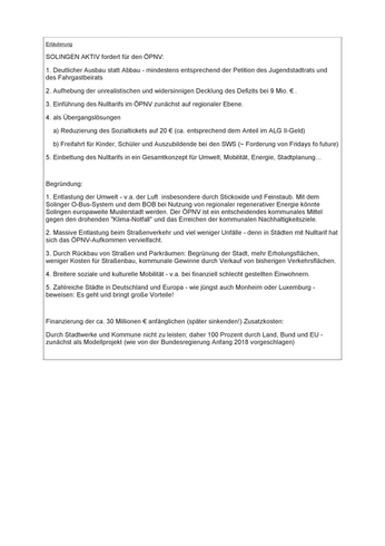 SOLINGEN AKTIV - Haushalt 2020 - ÖPNV-Ausbau2