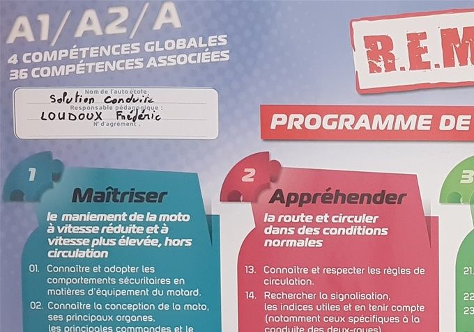 PROGRAMME DE FORMATION R.E.M.C PERMIS A1 - A2 - A