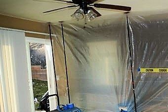 Mold or dust containment unit with HEPA filter/air mover.