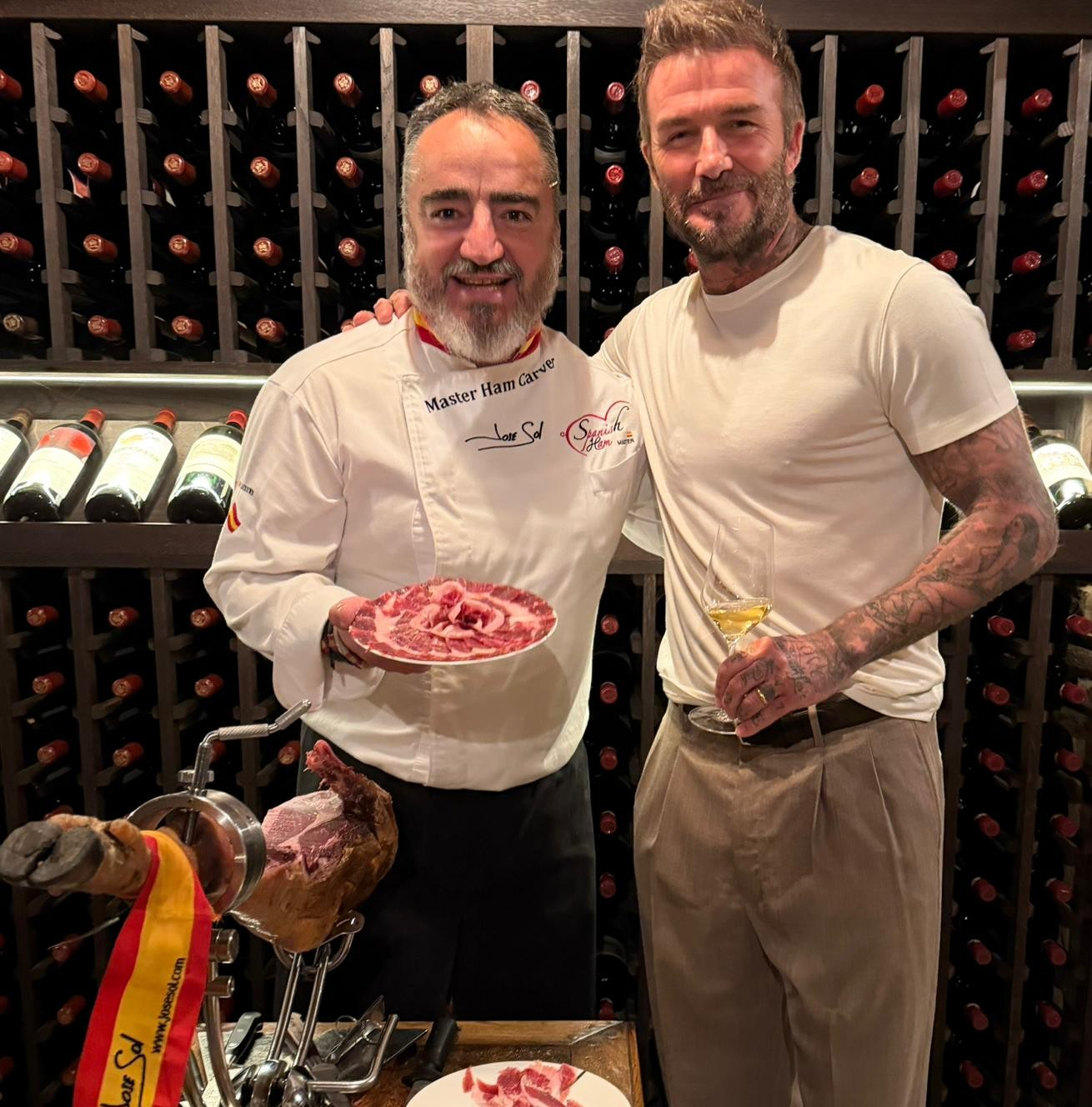 Sharing Jamón with David Beckham