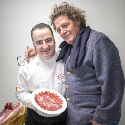 Serving Jamón Ibérico to Marco Pierre White