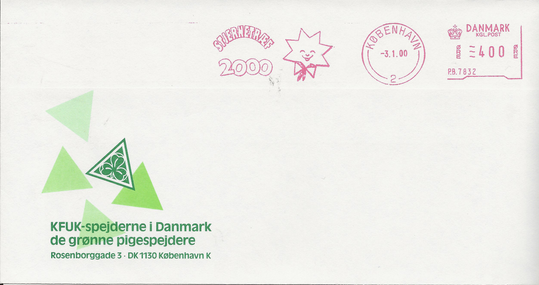 Spejderkuvert med frankeringsstempel