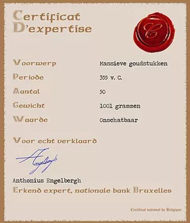 Certificaat Gouden Munten - Escape Room The GamePost