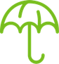 Grön symbol av ett paraply