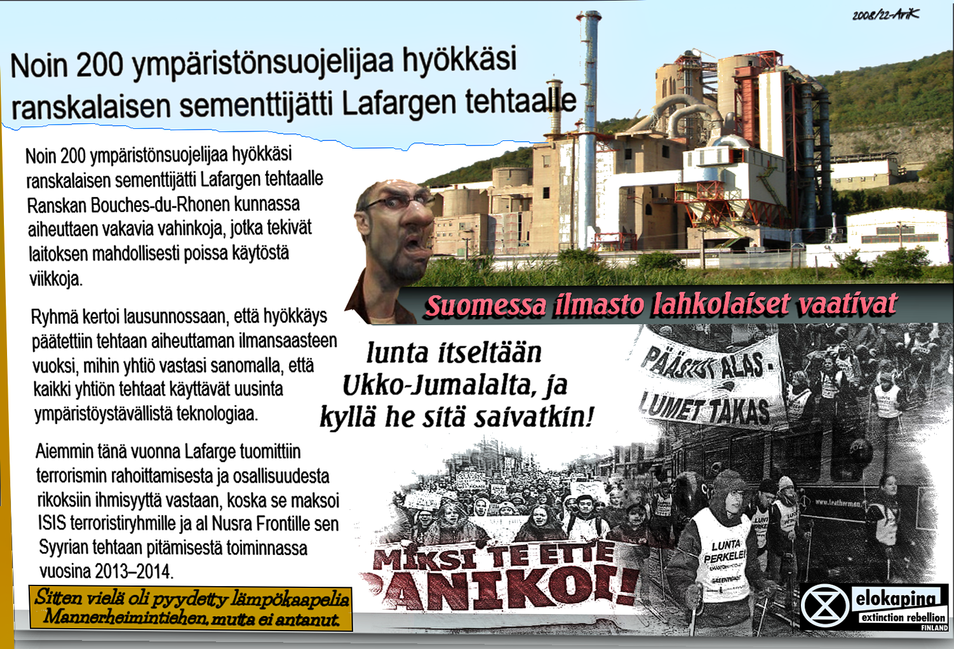Pekka Toveri, Ilmasto lahko, Sementtitehdas, Ranska, Taivaan isä, Elokapina, Ilmasto hulluus