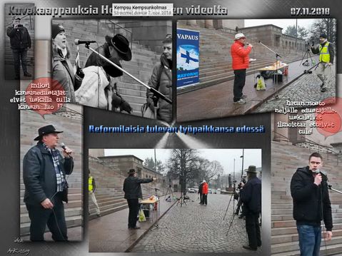 Reformilaisia Eduskuntatalon rapuilla