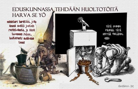 Eduskunnassa lentää välillä paska kummastakin päästä..