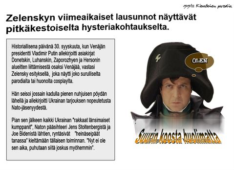 Zelensky esiintyy Napoleonina.