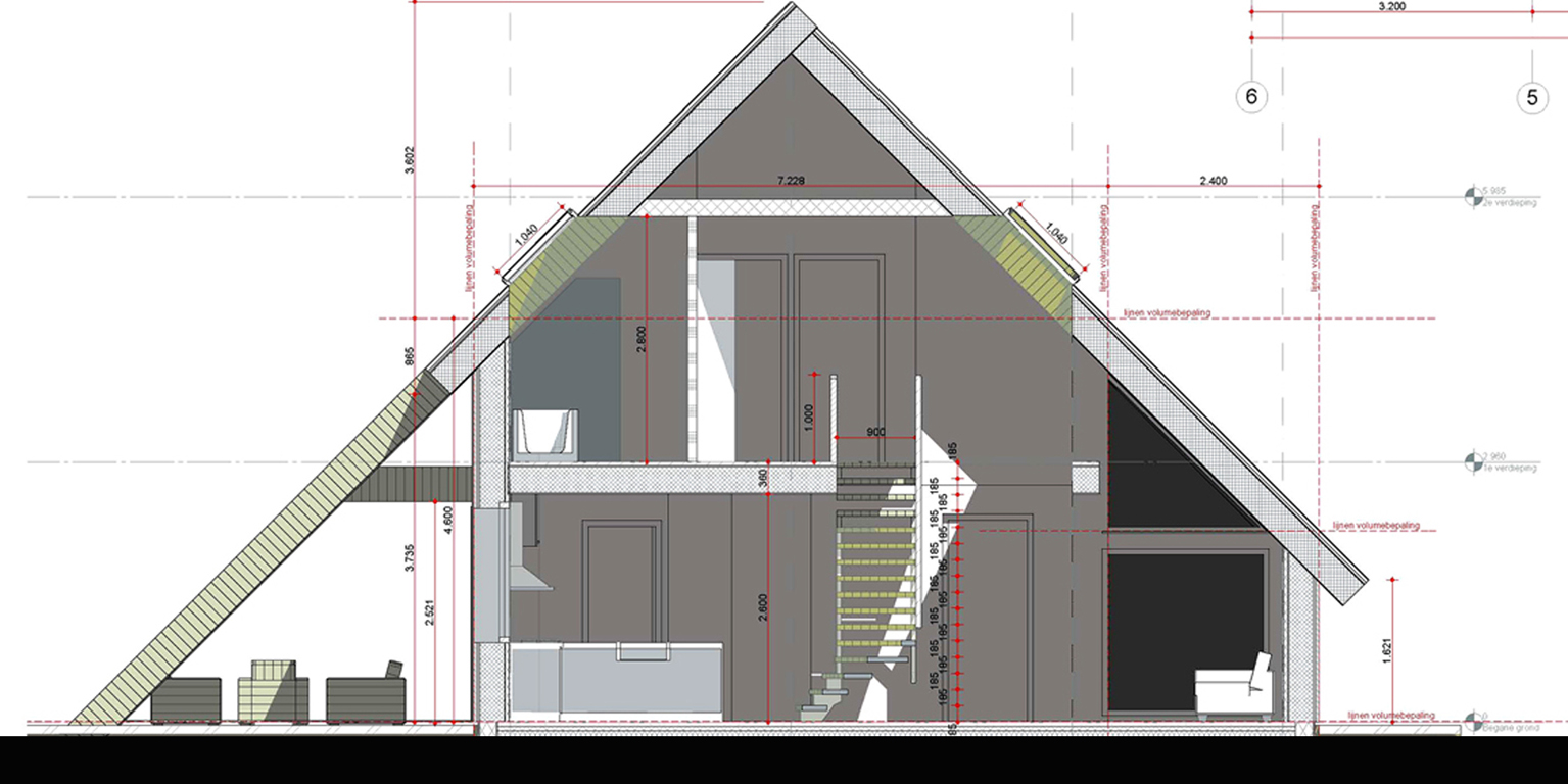 DOORSNEDE ENERGYNUL WONING TANGRAMHUIS LENT - DESIGN ZERO ENERGY FAMILYHOUSE IN&nbsp; LENT