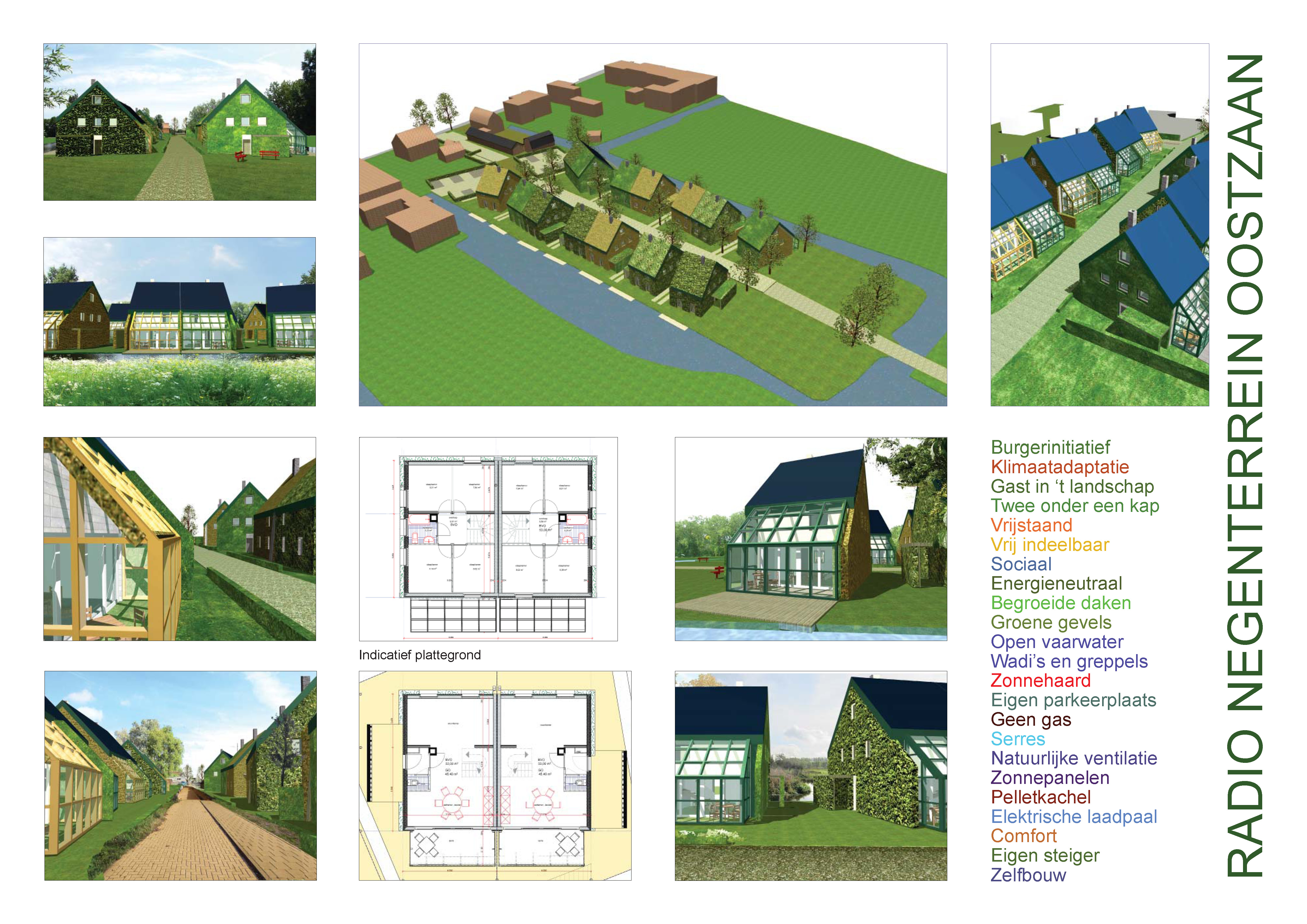 Duurzame, energieneutrale wijk met woningen natuurinclusief gebouwd - Sustainable, energy-neutral neighborhood with houses built nature inclusive