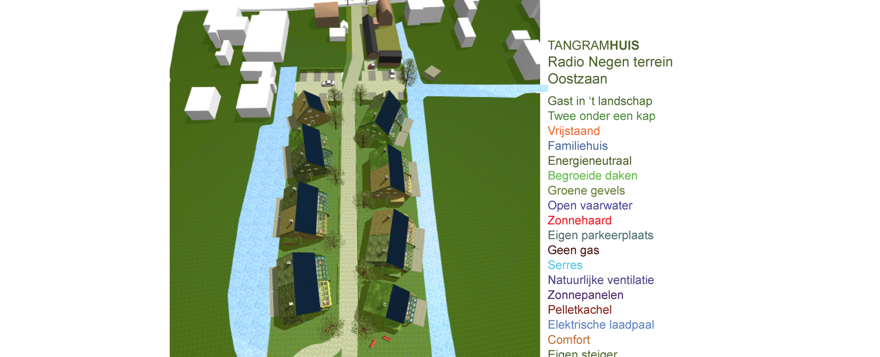 Duurzame, energieneutrale wijk met woningen natuurinclusief gebouwd - Sustainable, energy-neutral neighborhood with houses built nature inclusive
