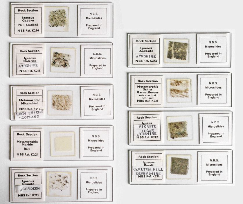 Geological thin section slide set by NBS