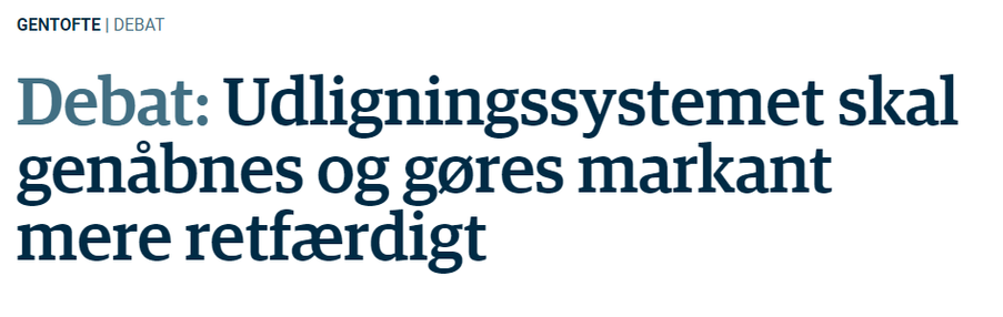 Udligningsystemet skal genåbnes og gøres markant mere retfærdigt