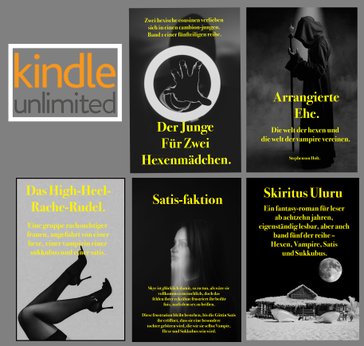 Kindle Unlimited logo then pics of all 5 novels in the series. Kindle Unlimited logo then pics of all 5 novels in the series.
